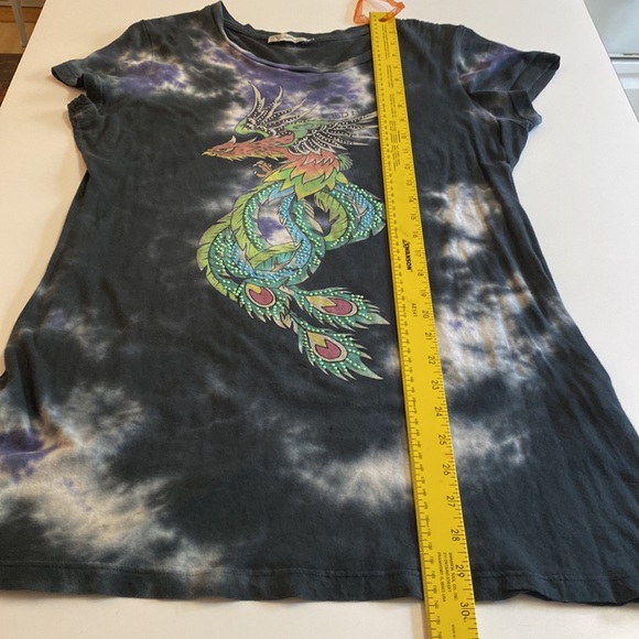 Ed Hardy Christian Audigier XL embellished black blue tie-dye tee t-shirt dragon - Picture 8 of 10